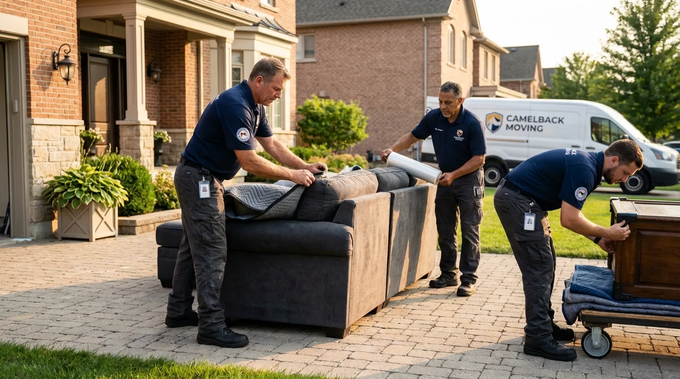 Large estate moving crew wrapping furniture in Englewood, FL