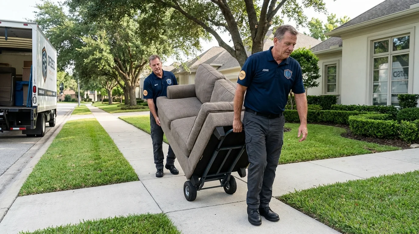 Local residential moving crew loading furniture in Englewood, FL