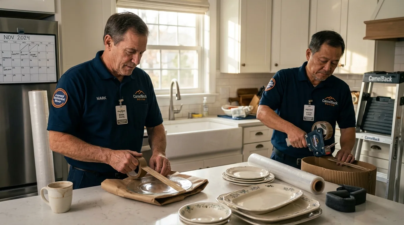 Professional crew packing kitchen dishware in Englewood, FL
